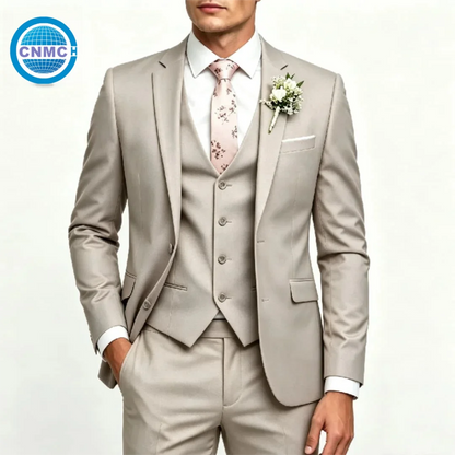 Men's Single-Breasted 3-Piece Formal Business Suit Set (Jacket, Vest & Pants)