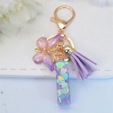 Exquisite Initial Blue Shiny Resin Keychain