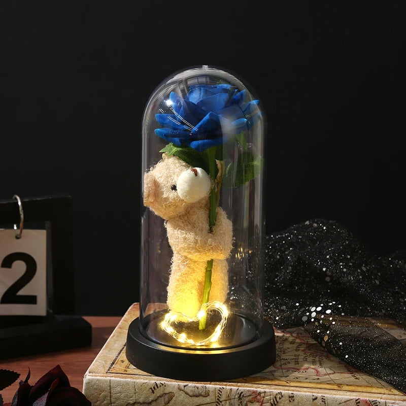 Artificial Eternal Rose LED Light in Glass Cover