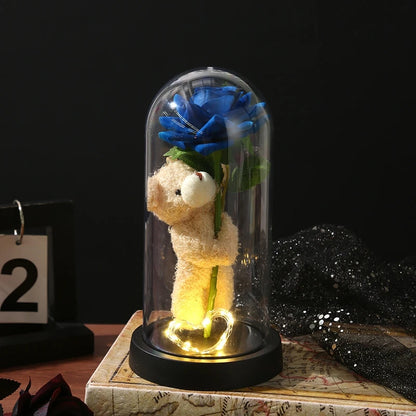 Artificial Eternal Rose LED Light in Glass Cover