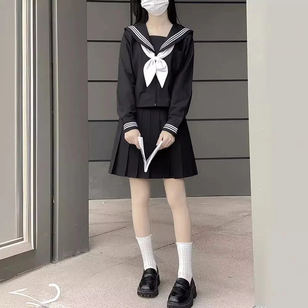 GOHYPDUG Women's Japanese Sailor Suit JK Uniform – Classic High School Academy 2-Piece Set