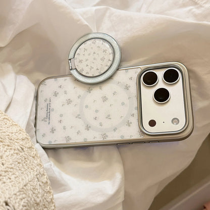 INS Floral Border With Magnetic Holder Shockproof Phone Case for iPhone