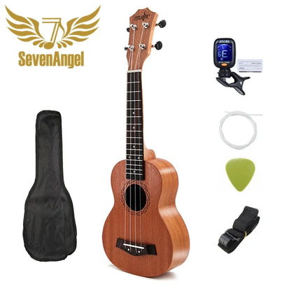 21-Inch Soprano Ukulele Starter Kit - Mahogany Wood & Nylon Strings