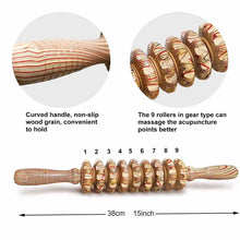 9 Roller Handheld Wooden Massager