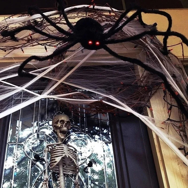 Giant Plush Black Spider Outdoor Halloween Decor