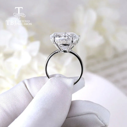 14K White Gold Natural White Quartz Gemstone Ring - 15mm Round Cut Solitaire