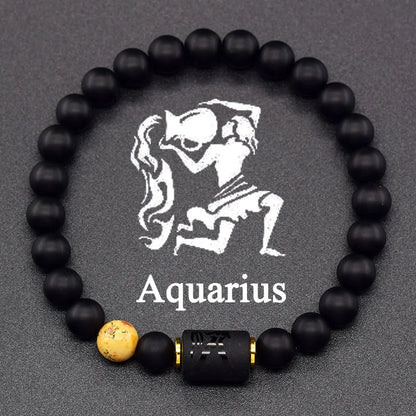 Natural Tiger Eye Stone 12 Zodiac Constellation Bead Bracelet