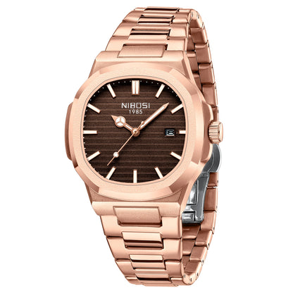 NIBOSI Men's Stainless Steel Analog Quartz Military Watch
