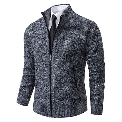 Men's Fleece Stand Collar Zip-Up Sweater Jacket