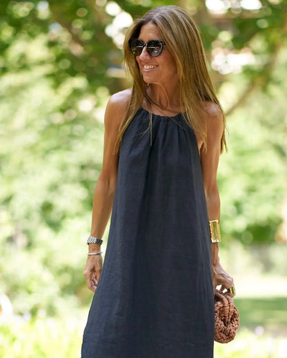 Cotton Solid Color Sleeveless Long