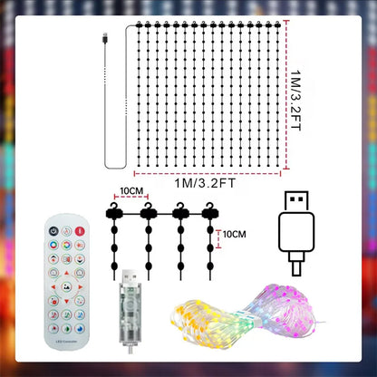 App-Controlled LED Christmas Curtain Light with Music Sync