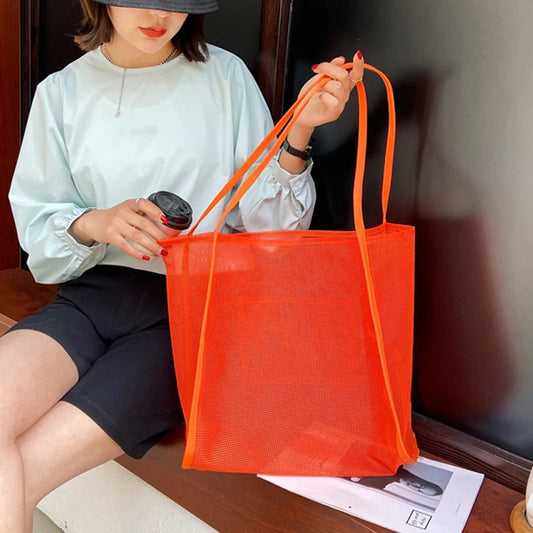 Mesh Beach Travel Shoulder Bag Large Capacity