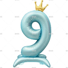 42" Colored Number Stand Foil Balloons with Crown Figures