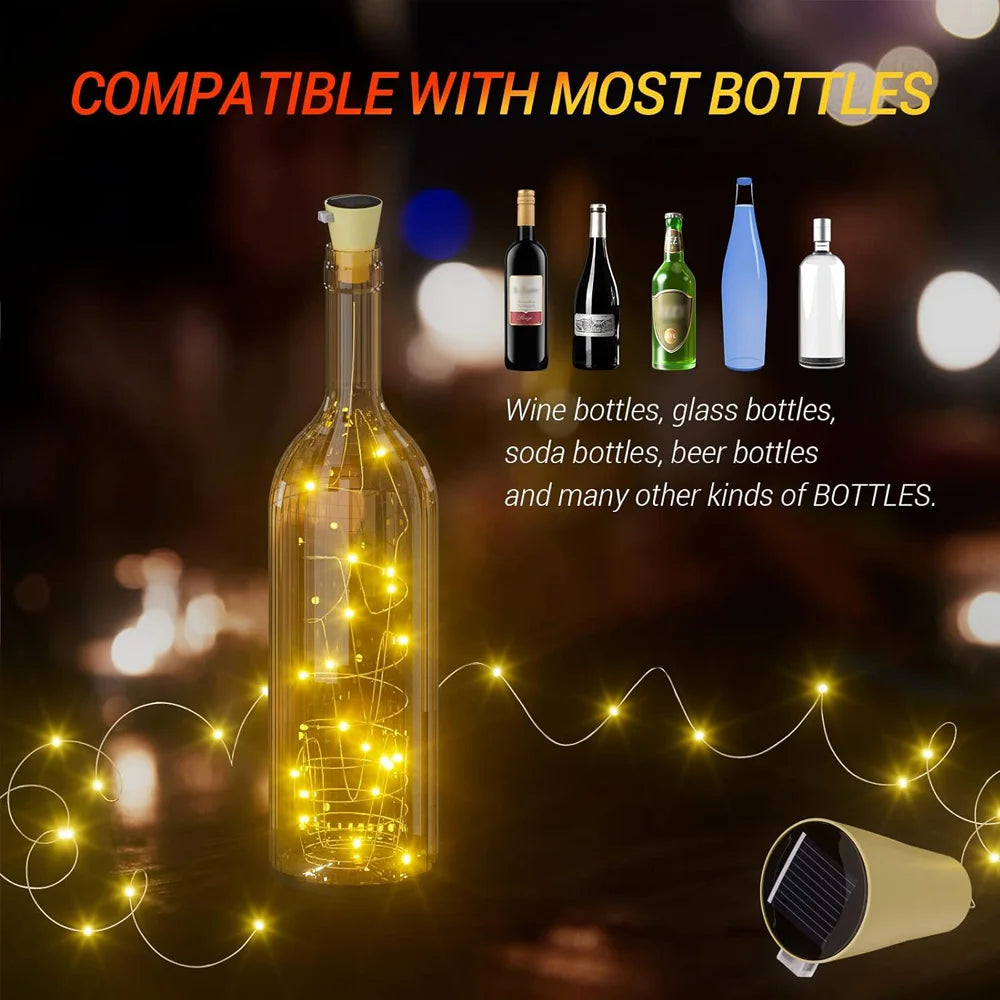 Solar Wine Bottle Cork Copper Wire Fairy Lights (20 LEDs)
