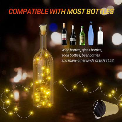 Solar Wine Bottle Cork Copper Wire Fairy Lights (20 LEDs)
