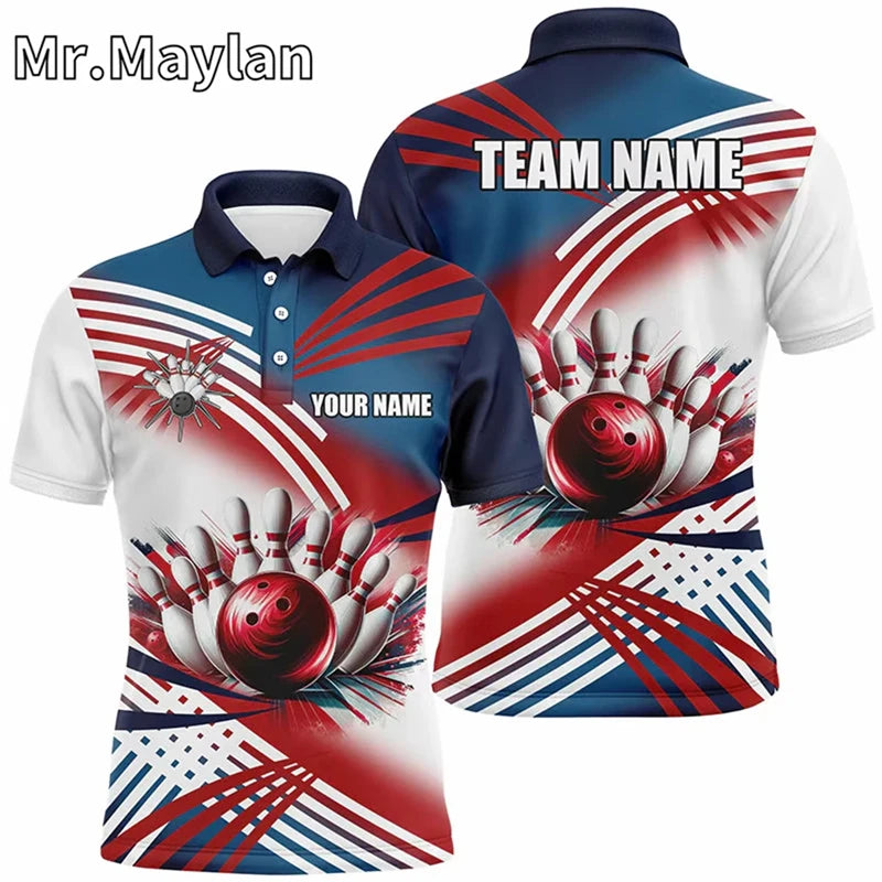 Custom Ice Fire Pin Bowling Team Polo Shirt
