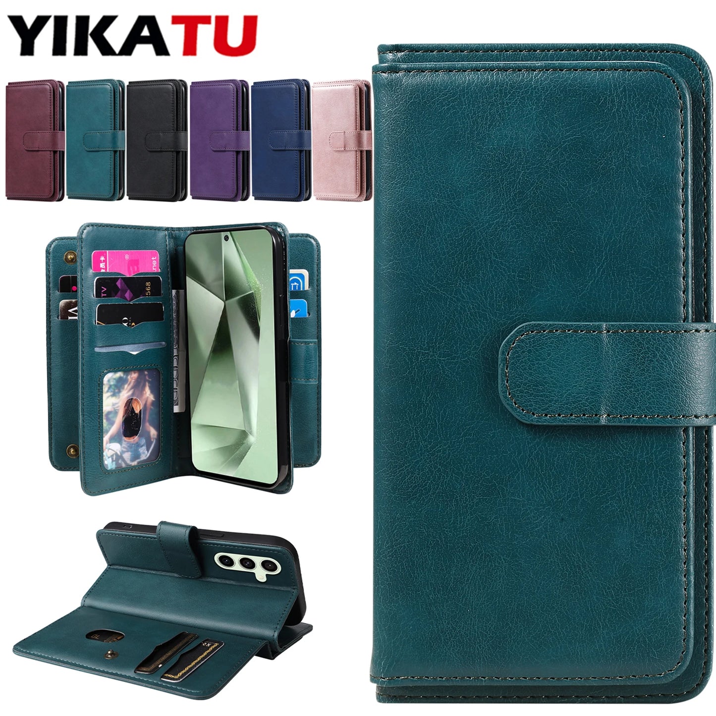 Samsung Leather Storage Compartment Flip Card Slot Wallet Case