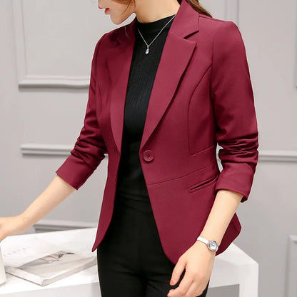 Women's Formal Slim Fit Notched Collar Blazer - Office Work Suit Jacket