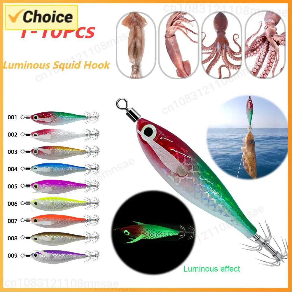 Luminous 80mm Squid Jig Hook Fishing Lures (Artificial Hard Bait)