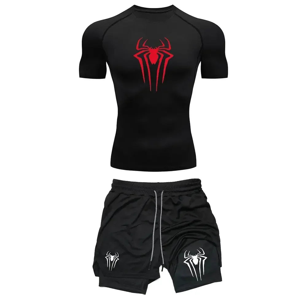 Compression Spider Printed Quick Dry Sportwear Set