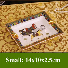 Horse Pattern Art Grid Ceramic Cigar Ashtray