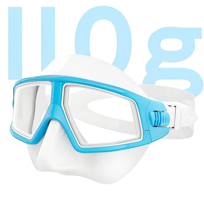 Scuba Diving Mask & Snorkel Set - Tempered Glass Panoramic Vision Mask with Protective Nose Cover
