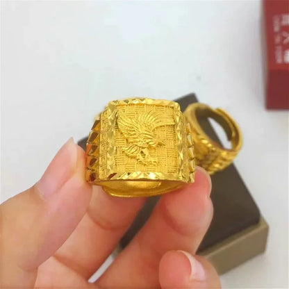 24K 9999 Gold Eagle Adjustable Ring