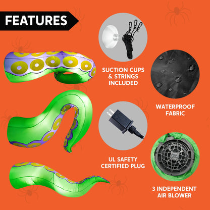 3 Pcs Giant Halloween Inflatable Octopus Tentacles with Built-in LEDs