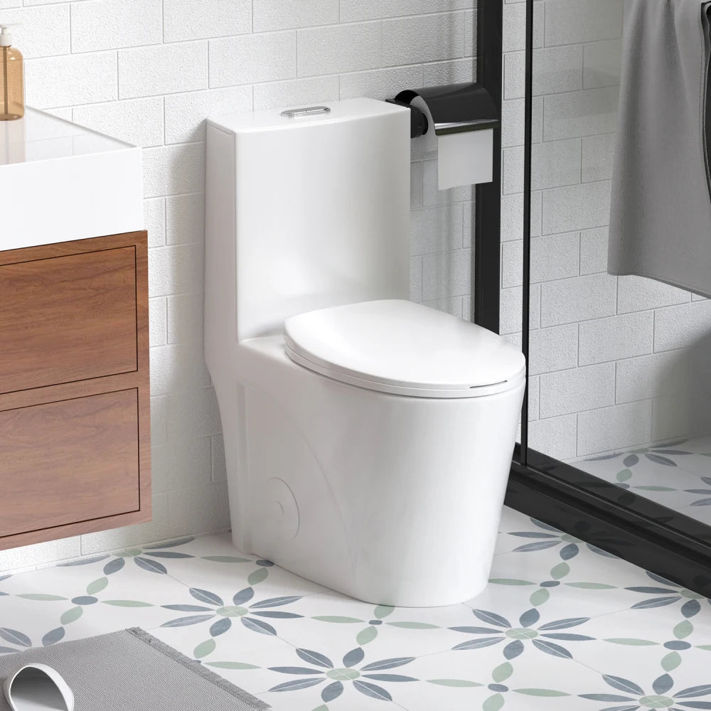 Tornado Flush Elongated One-Piece Toilet with Soft-Close Seat