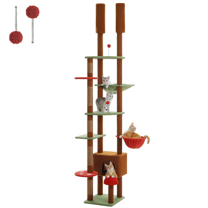 Floor to Ceiling Adjustable Cat Tree Tower with Condo & Scratching Post