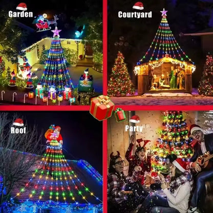 RGB Christmas Tree Waterfall Lights with Star Topper & App Control