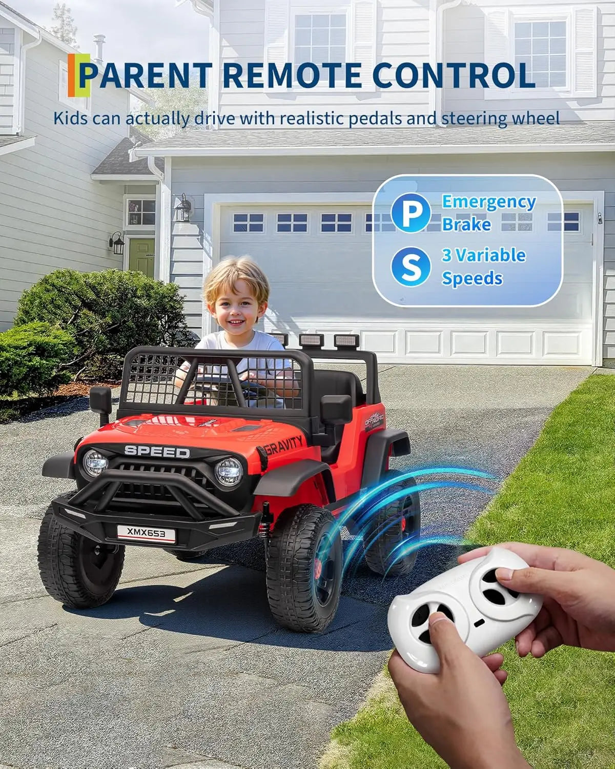 12V Kids Ride On Vehicle w/Parent Remote Control 3 Speeds