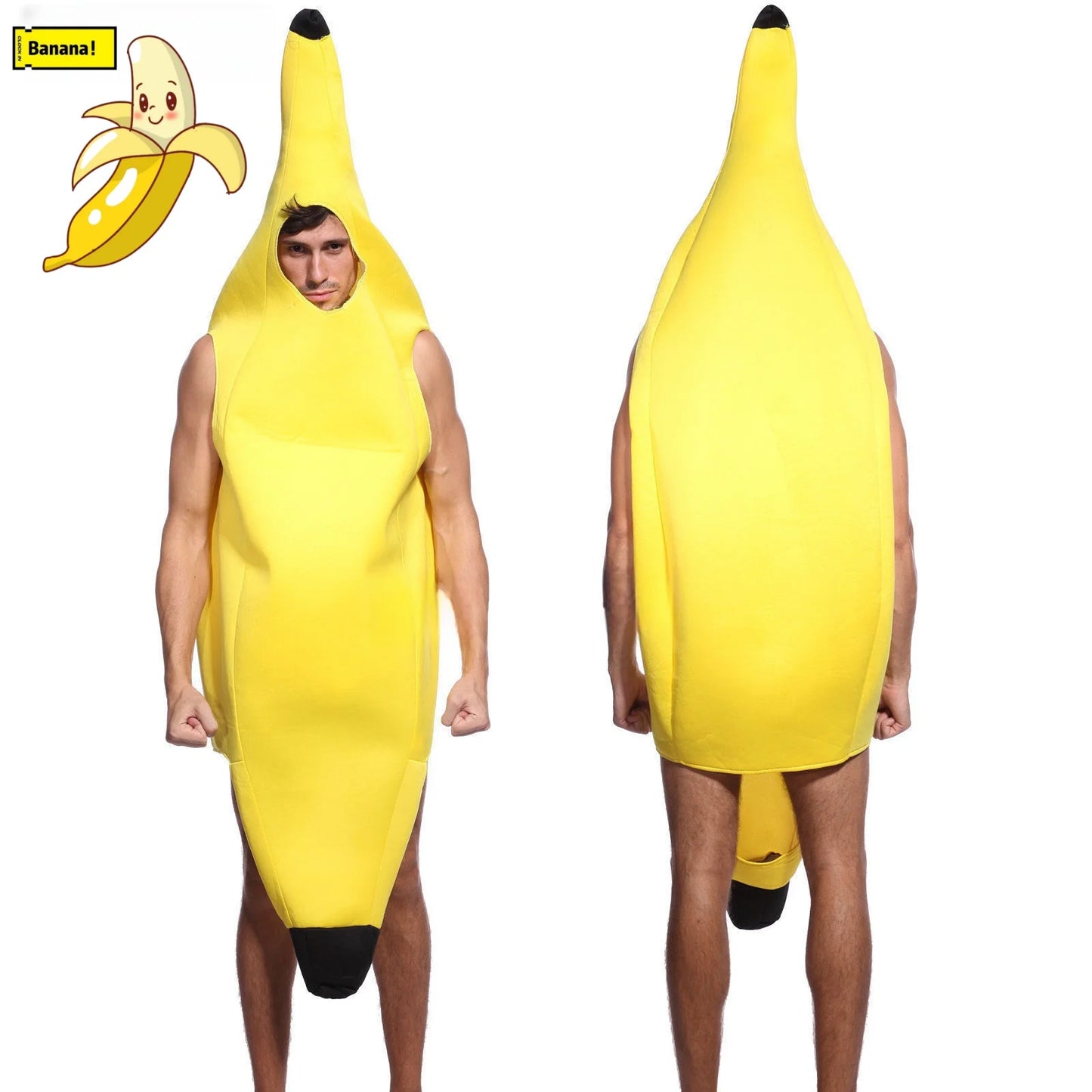 Adult Funny Banana Cosplay Costume – Unisex Fruit Suit for Halloween & Parties