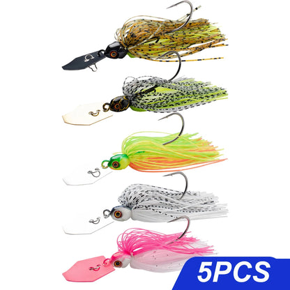 Chatter Weedless Metal Blade Rubber Jig Head Spinner Bait Lures Kit