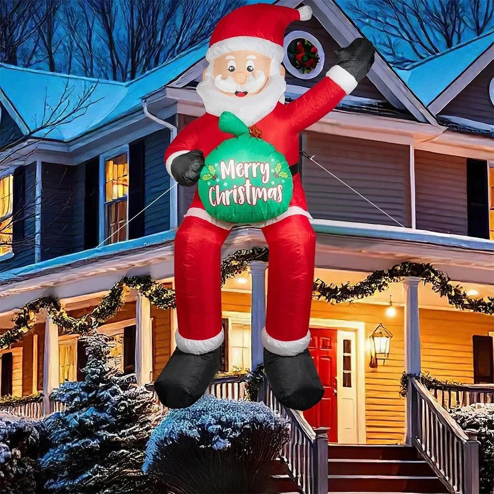 1.8M/5.9FT Inflatable Santa Claus Holding Gift Bag with LED Lights