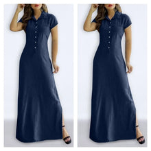 Cross Border Long Dress Shirt Collar Split Pocket Large Swing Dress