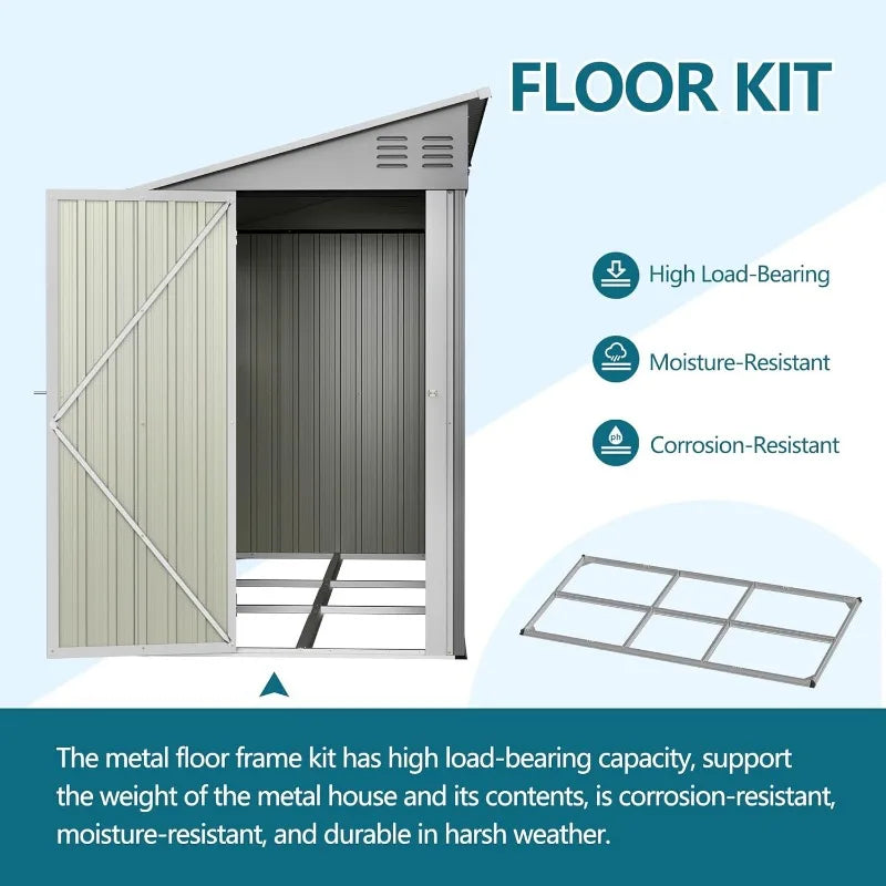 4x10Ft Outdoor Metal Shed with Left/Right Door and 2 Windows