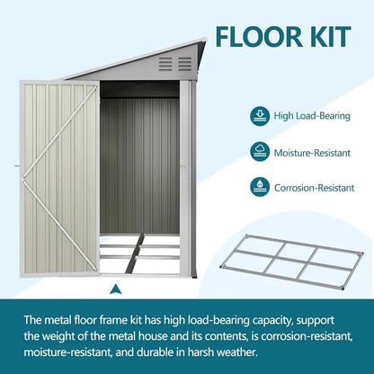 4x10Ft Outdoor Metal Shed with Left/Right Door and 2 Windows