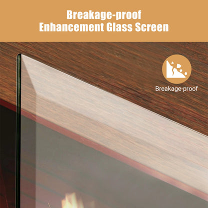 Tempered Glass Fireplace Screen – Clear Heat-Resistant Fire Guard with Black Metal Base