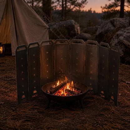 Foldable 8-Panel Metal Fireplace & Camping Heater Windscreen