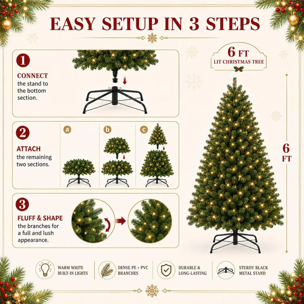 Pre-Lit Dual-Color LED Artificial Christmas Tree