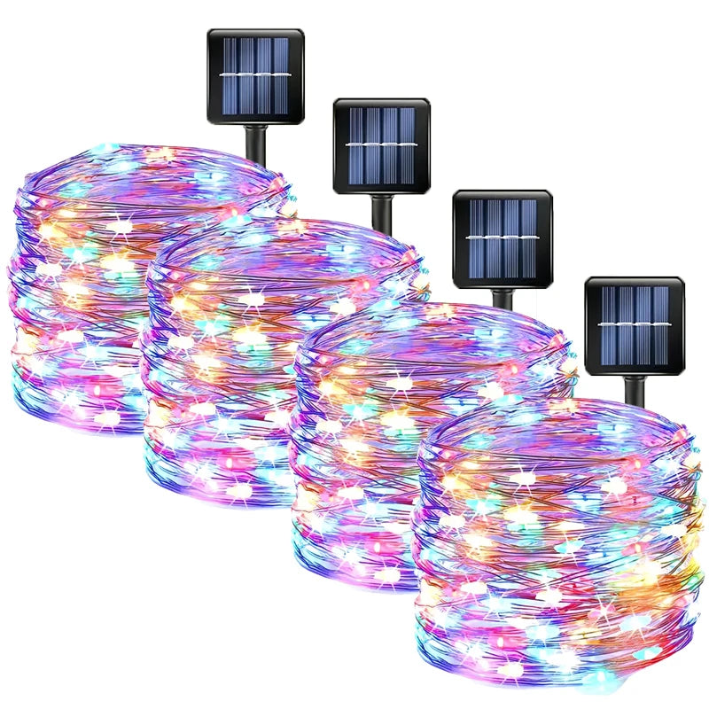 Outdoor Solar LED String Lights - Waterproof Copper Wire Garland