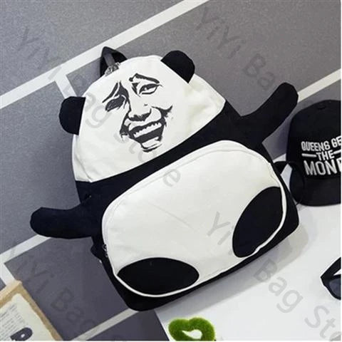 Funny Panda Pattern Casual Canvas Schoolbag & Computer Backpack