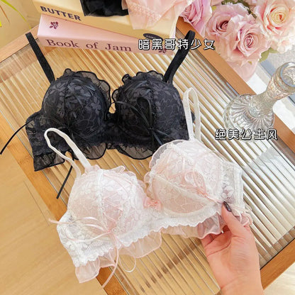 YEMOMO  French Butterfly Knot Lace Bra Set