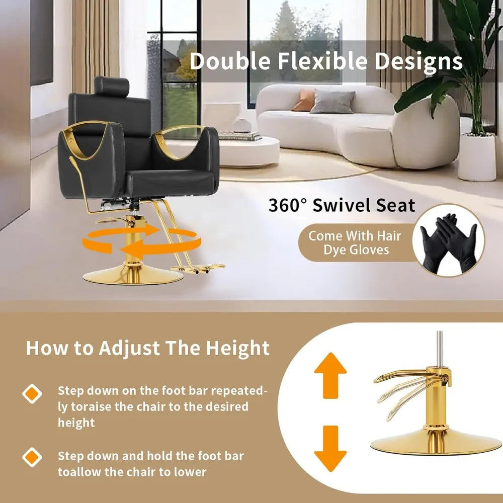 360° Swivel Hair Stylist Barber Chair with Headrest