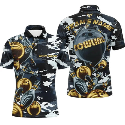 Men's Custom Name Bowling Graphic Polo Shirt