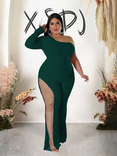 One Piece One Shoulder Single Sleeve Long Wide Foot Jumpsuit