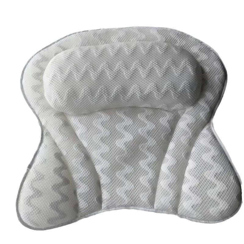 4D 6 Non-Slip Suction Cups Contouring Ergonomic Design Bathtub Neck Pillow
