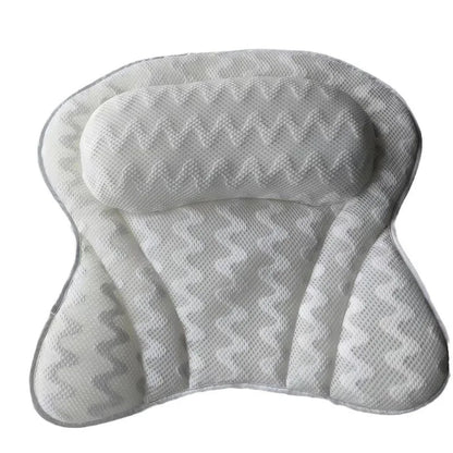 4D 6 Non-Slip Suction Cups Contouring Ergonomic Design Bathtub Neck Pillow