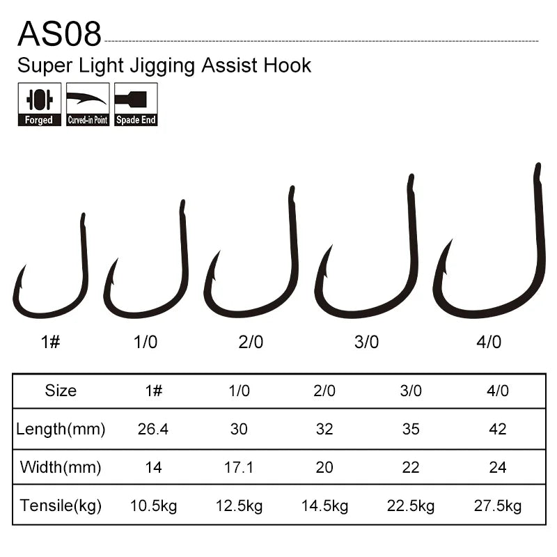 Obsession AS08 Saltwater Light Jigging Assist Hooks (10-Pack)